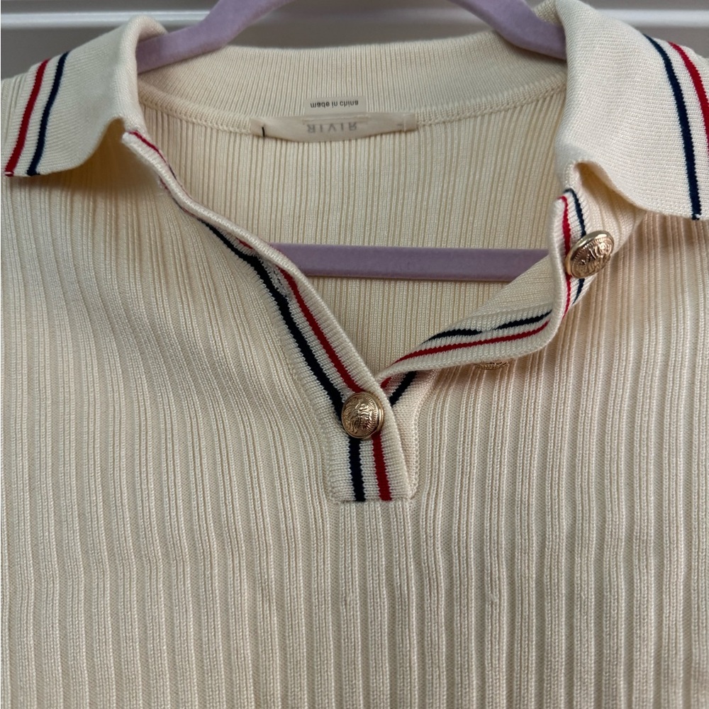 Knit Collar Two Piece Short Sleeve Top and Mini Skirt Matching Set - Picture 8 of 15